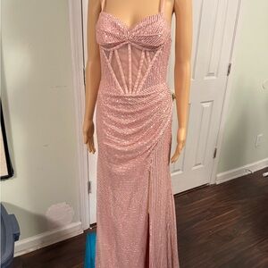 Elegant Pink Sequin Evening Dress